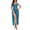 thumbnail image 1 of KISSGAL Lingerie for Women Side Split Chemise Sexy Nightdress Deep V Neck Nightwear Long Nightgown, 1 of 3