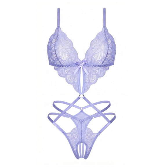 Sexyfree Lingerie for Women Deep V Lace Bodysuit Sexy Cut Out One Piece Lingerie Nightwear