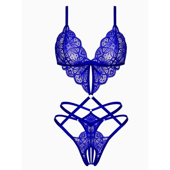 KISSGAL Lingerie for Women Deep V Lace Bodysuit Sexy Cut Out One Piece Lingerie Nightwear