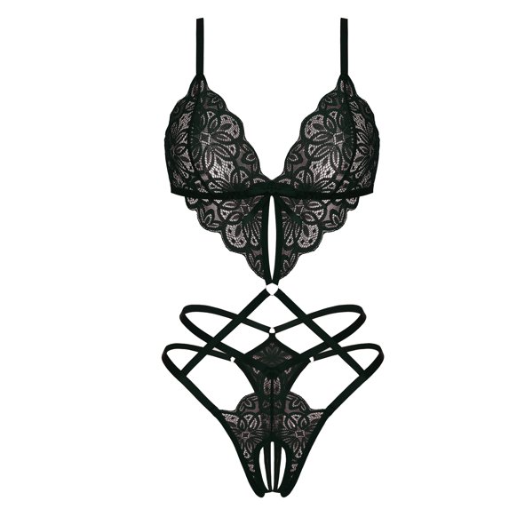Sexyfree Lingerie for Women Deep V Lace Bodysuit Sexy Cut Out One Piece Lingerie Nightwear