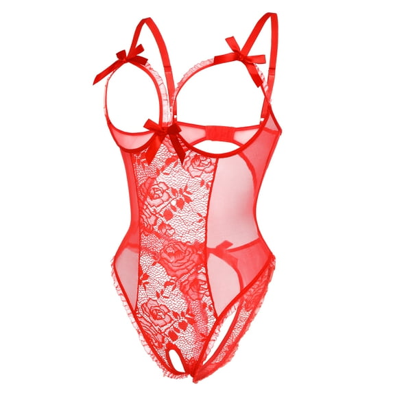 Sexyfree Lingerie for Women One Piece Bodysuit Sexy Lace Crotchless Lingerie Nightwear