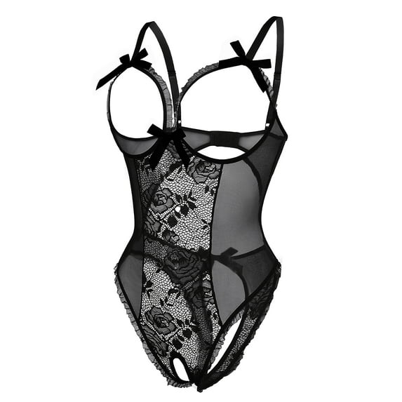 Sexyfree Lingerie for Women One Piece Bodysuit Sexy Lace Crotchless Lingerie Nightwear
