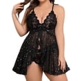 thumbnail image 1 of Sexyfree Plus Size Lingerie for Women Sexy Open Front Lace Nightdress V Neck Sleepwear, 1 of 5