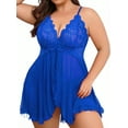 thumbnail image 1 of Sexyfree Plus Size Lingerie for Women Sexy Open Front Lace Nightdress V Neck Sleepwear, 1 of 3
