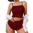 thumbnail image 1 of KISSGAL Ribbed Pajamas Set for Women Sexy Cami with Side Slit Shorts Sleepwear Lingerie 2 Piece Pjs Nightwear, 1 of 5