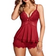 thumbnail image 1 of KISSGAL Women Cami Pajama Set Lace Camisole Lingerie and Shorts Nightwear Sexy Pj Lounge Sets, 1 of 4