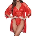 thumbnail image 1 of Sexyfree Women Lingerie Set 2 Piece Lace Kimono Robes with One Piece Bodysuit Sexy Sleepwear, 1 of 3