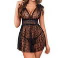 thumbnail image 1 of KISSGAL Women Lingerie Set Sheer Mesh Heart Print Lace Chemise Sleepwear V Neck Nighty Sexy Valentines Nightwear, 1 of 5