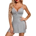 thumbnail image 1 of Sexyfree Women Lingerie Sexy Nightgown Lace Side Slit Spaghetti Strap Nightwear Chemise Nightdress, 1 of 2