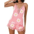 thumbnail image 1 of Sexyfree Women Pajamas Set Sexy Lace Trim Cami and Shorts Pjs Deep V Neck Sleepwear Sleeveless Nightwear, 1 of 5