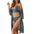 thumbnail image 1 of Sexyfree Women Sexy Lingerie Set 3 Piece Lace Kimono Robe with Bra and Panty Sheer Sleepwear, 1 of 5