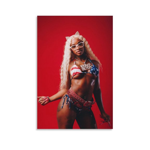 Sexyy Red Hot Rapper Rap Poster Posters Art Print Wall Photo Paint Poster Hanging Picture Family Bedroom Decor Gift 16x24inch(40x60cm)