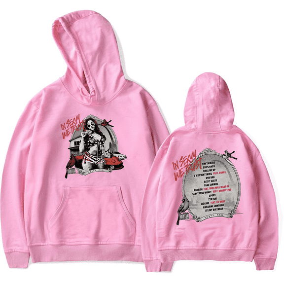 Sexyy Red Merch Hoodie In Sexyy We Trust Album Cover Album Playlist Pullover Hoodies For Fans Men Women Rapper Sweatshirts