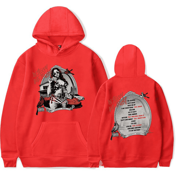 Sexyy Red Merch Hoodie In Sexyy We Trust Album Cover Album Playlist Pullover Hoodies For Fans Men Women Rapper Sweatshirts