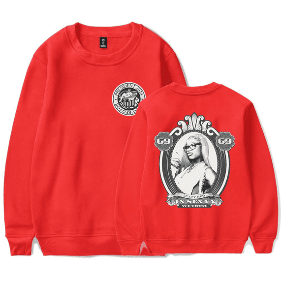 Sexyy Red Merch Sweatshirt Long Sleeve Love Money Merch Crewneck Sweatshirts Rapper Men Women Hoodie