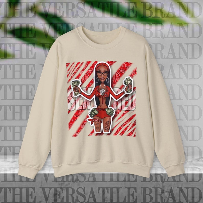 Sexyy Red Red Bandana Print Crewneck sweatshirt / Sexyy Red sweatshirt