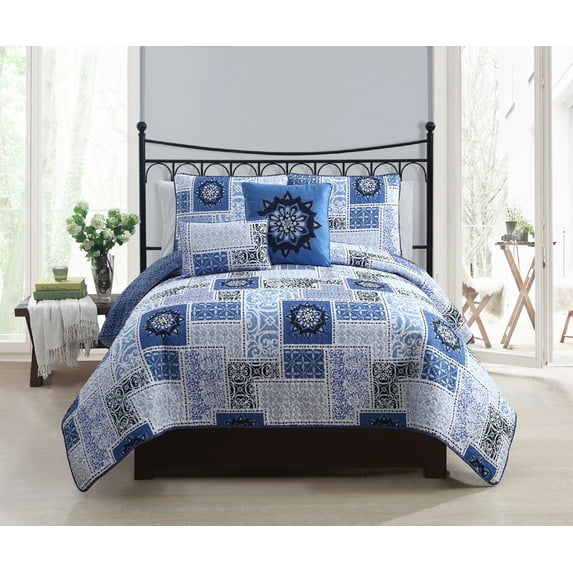 Seychelle 5-Piece Quilt Set - King - Navy