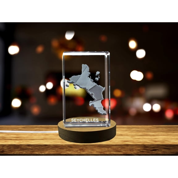 Seychelles 3D Engraved Crystal 3D Engraved Crystal Keepsake/Gift/Decor/Collectible/Souvenir
