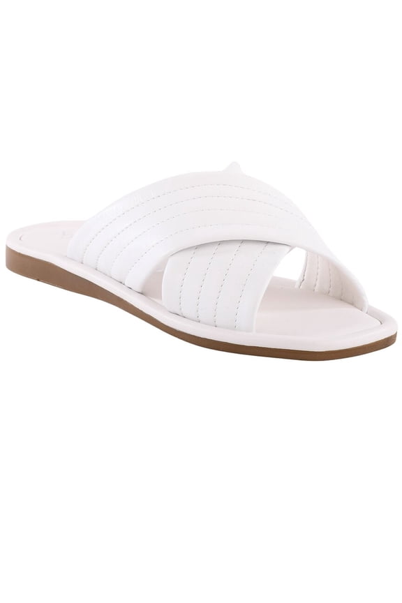Courage Leather Slide, 8.5, White