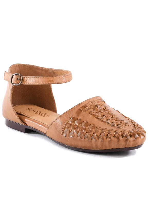 Crimson Leather Flat, 7, Beige