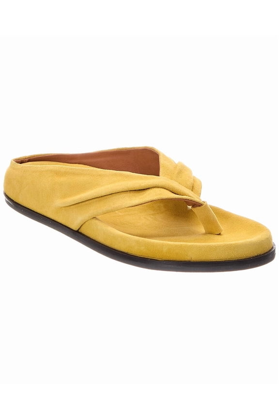 Draped Suede Sandal, 7, Yellow