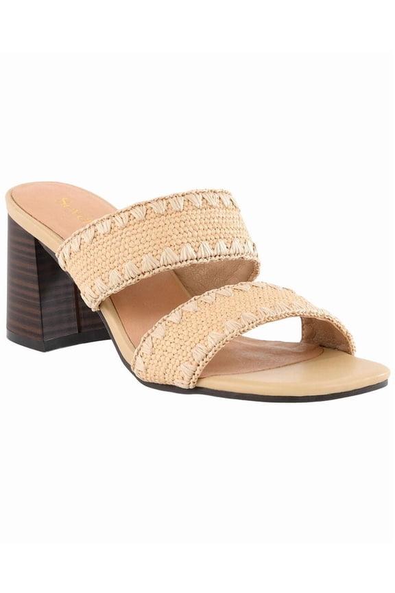 Hattie Raffia Heeled Sandal, 7.5