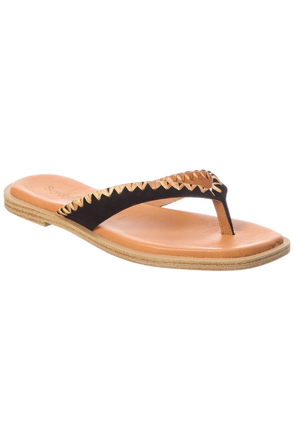 Island Breeze Leather Thong Sandal, 9, Black