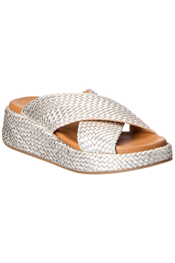 Key West Leather Platform Sandal, 7.5, Silver
