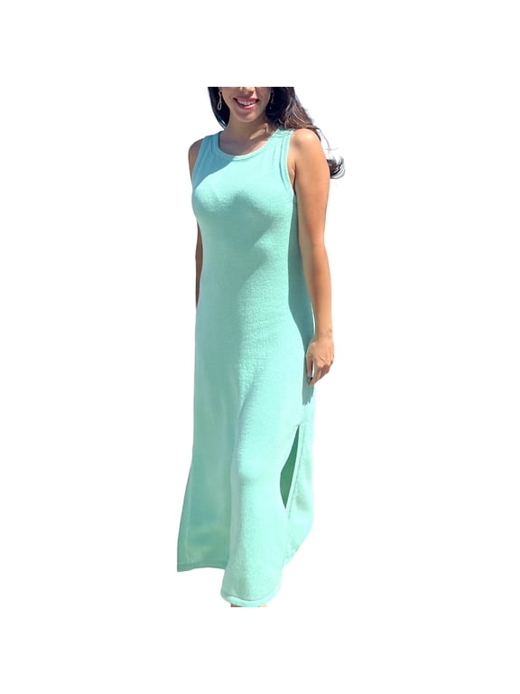 Seychelles Maxi Dress for Women 100% Peruvian Cotton Boho Summer Dresses - Ocean (Small)