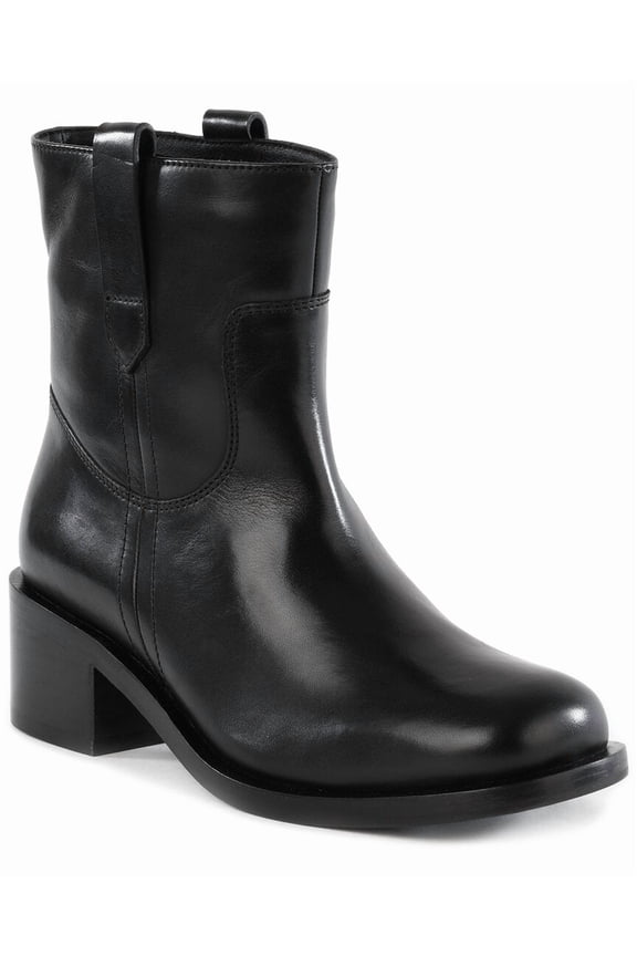 Mid Leather Boot, 6, Black