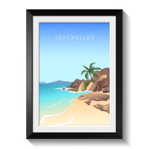 Seychelles Minimal Poster Tropical Island Beach Wall Art Unframed Paper Print