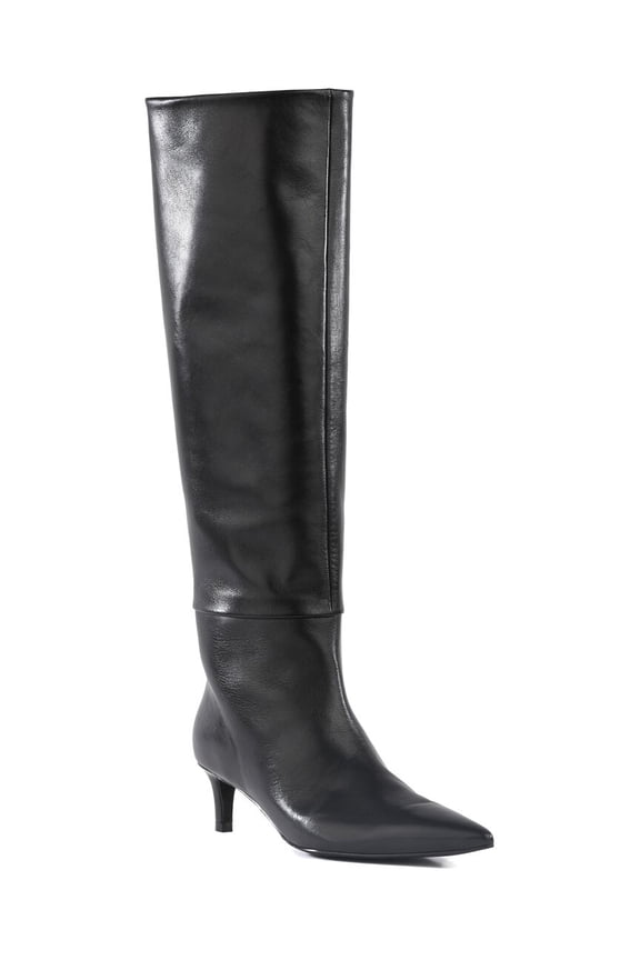 Rose Leather Boot, 6, Black