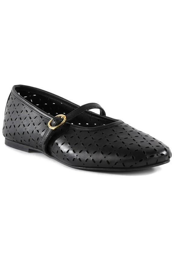 Skyler Leather Flat, 9, Black