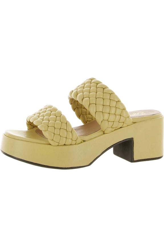 Womens Novelty Leather Woven Heel Sandals