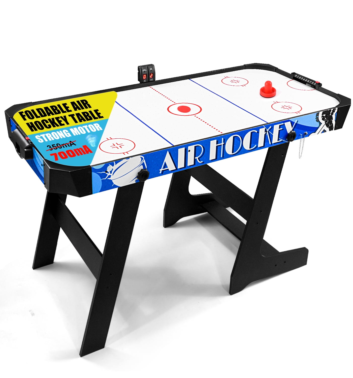 Seydrey 54inch Folding Air Hockey Table with LED Scoring, 12V Motor, Gaming Set, 2 Pushers, 4 Pucks