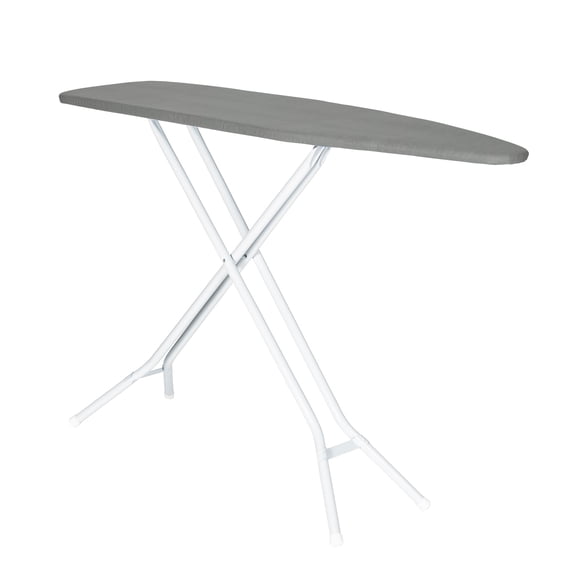 Seymour Home Products Adjustable Height Ironing Board, 4-Leg Steel Frame with 100% Cotton Mesh Top, Solid Gray