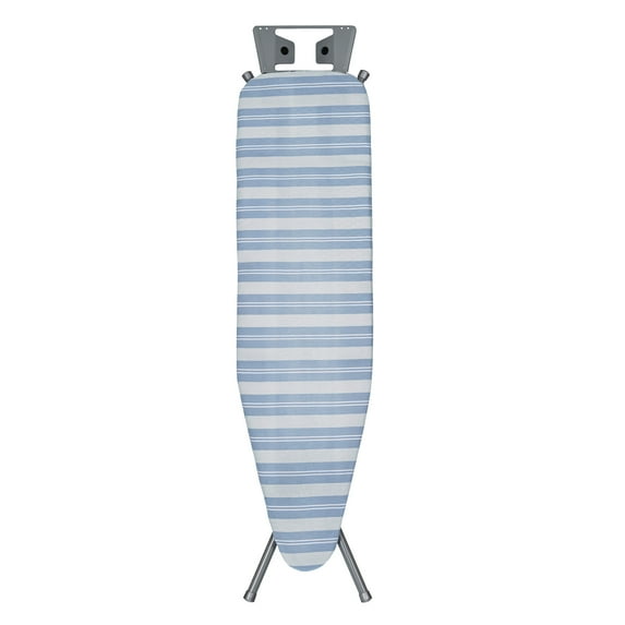 Seymour Home Products Adjustable Height, 4 Leg Ironing Board with Mesh Top and Iron Rest, Blue Stripe