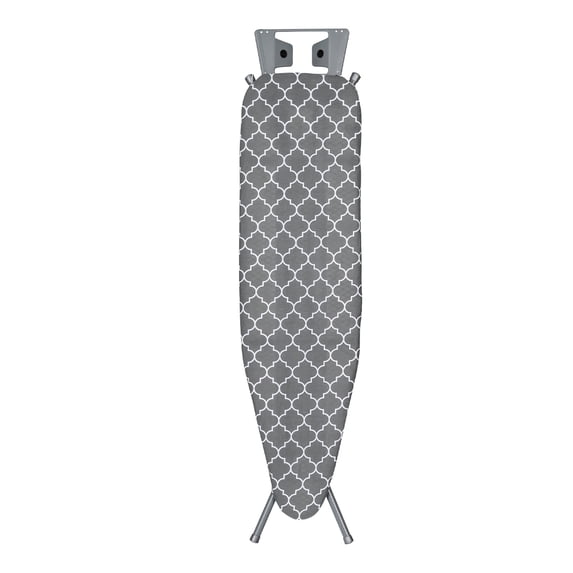 Seymour Home Products Adjustable Height, 4 Leg Ironing Board with Mesh Top and Iron Rest, Gray Lattice