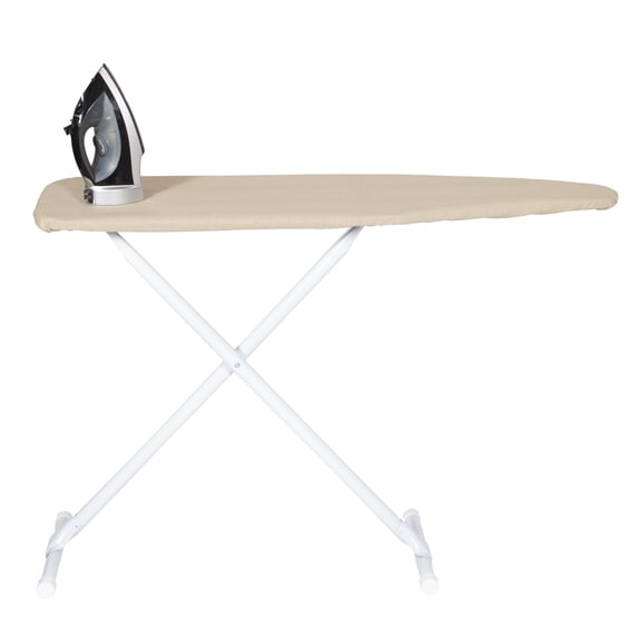Seymour Home Products Adjustable Height Ironing Board, Freestanding Steel Frame with 100% Cotton Cover, Almond