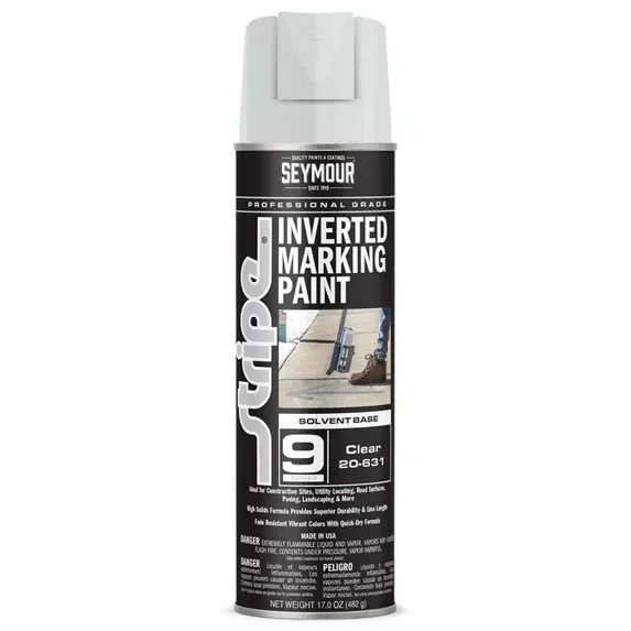 17 oz Seymour 20-631 Clear Stripe 9-Series Solvent-Based Inverted Ground Marking Spray Paint