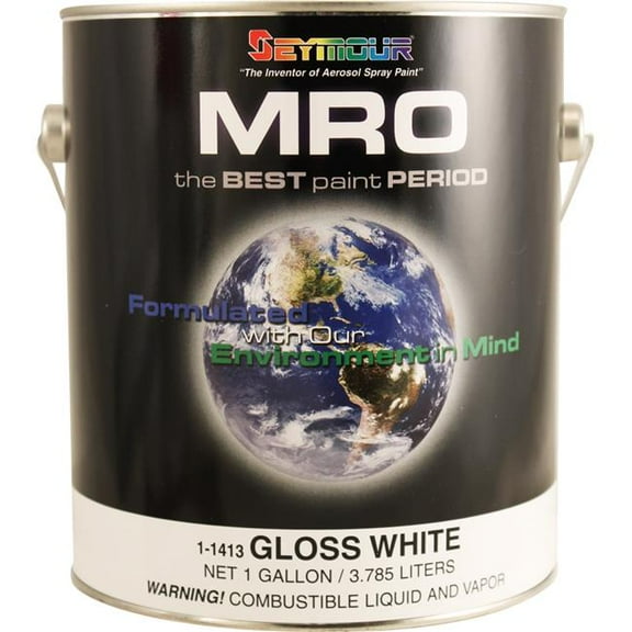 Seymour of Sycamore 1-1413 1 gal Mro Industrial Coatings Enamel Paint, Gloss White - Pack of 4