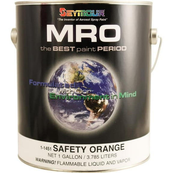 Seymour of Sycamore 1-1451 1 gal Mro Industrial Coatings Enamel Paint, Gloss Safety Orange - Pack of 4