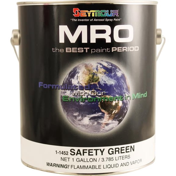 Seymour of Sycamore 1-1452 1 gal Mro Industrial Coatings Enamel Paint, Gloss Safety Green - Pack of 4