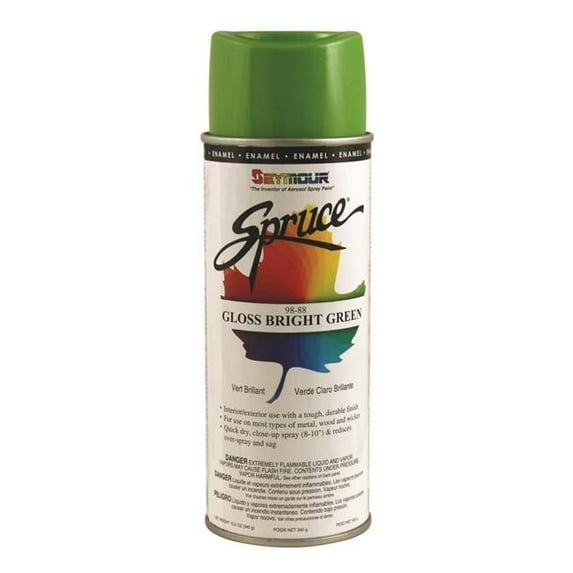 Seymour of Sycamore 16 oz Spruce General Use Enamels Spray Paint, Gloss Bright Green - Pack of 12