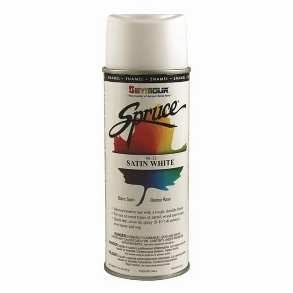 Seymour of Sycamore 98-13 16 oz Spruce General Use Enamels Spray Paint, Satin White - Pack of 12