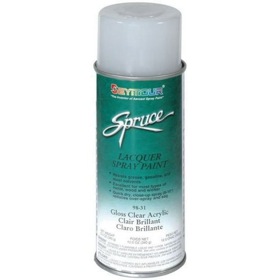 SEYMOUR 98-31 Fast Drying Lacquer Spray Paint, 16 fl-oz Aerosol Can, Clear Acrylic, 15 sq-ft Coverage