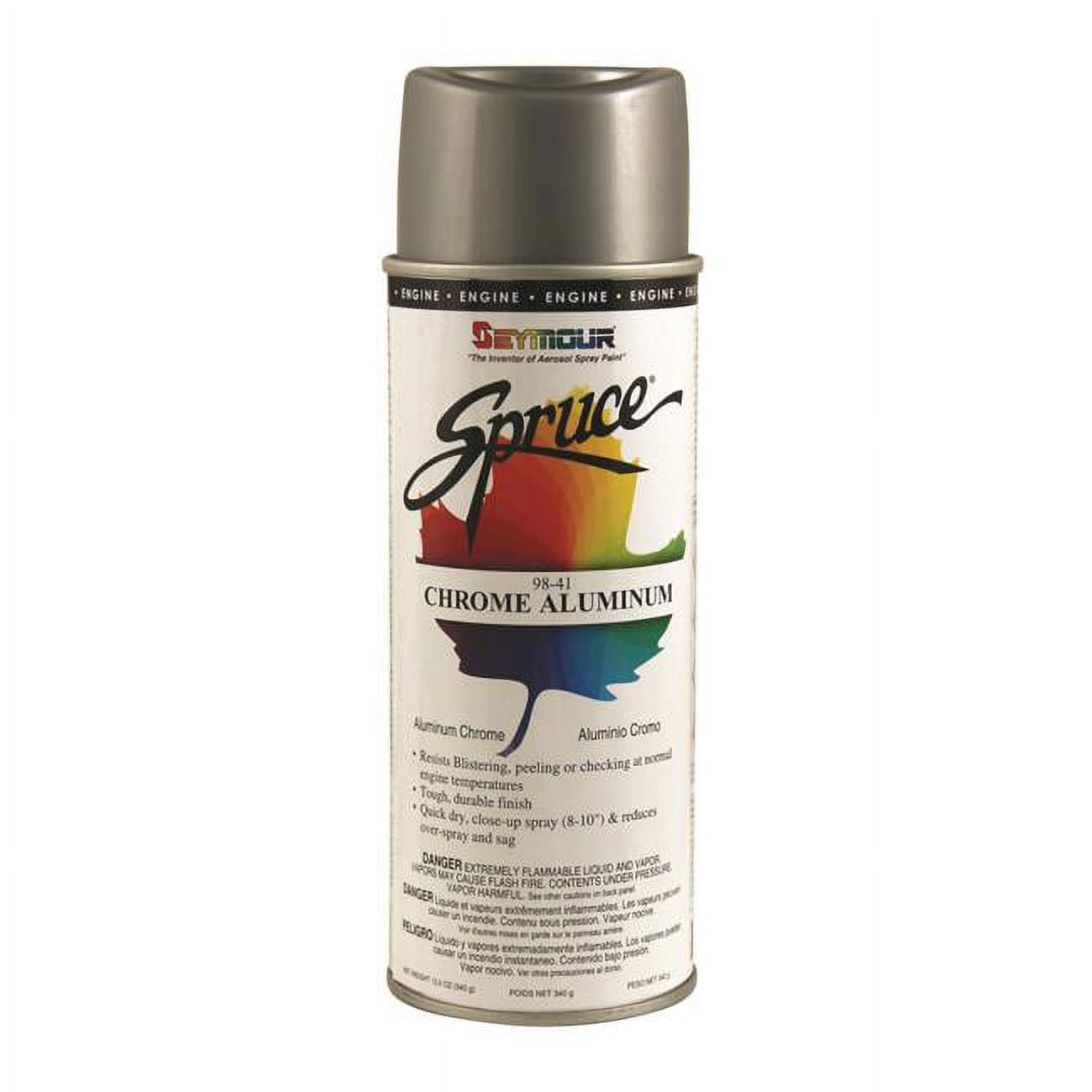 98-41 Seymour Spruce Heat-Resistant Engine Enamel Spray Paint, Chrome  Aluminum (Metallic) (12 oz.) - Seymour Paint