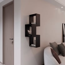 TUHOME Seyner Wall Shelf with Six Open Storage Cubes, Modern Display Design for Books