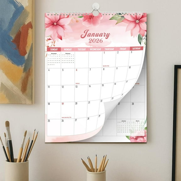 Seyotauo 2026-2027 Wall Calendar Planner, Large 18-Month Academic Yearly Calendar with Tear-Off Pages, Holiday & Moon Phase Markings, Perfect for Home Office, Kitchen, and Family Event Planning