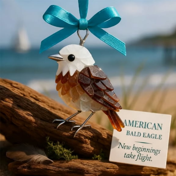 Seyotauo 2D Flat Sea Glass Birds Ornament, Sea Glass Ornament with Handcrafted Ornaments,for Beach and Nature Lover,Bird Watcher Clip Collection, Glass Art Keepsake Decoration for Best Friends